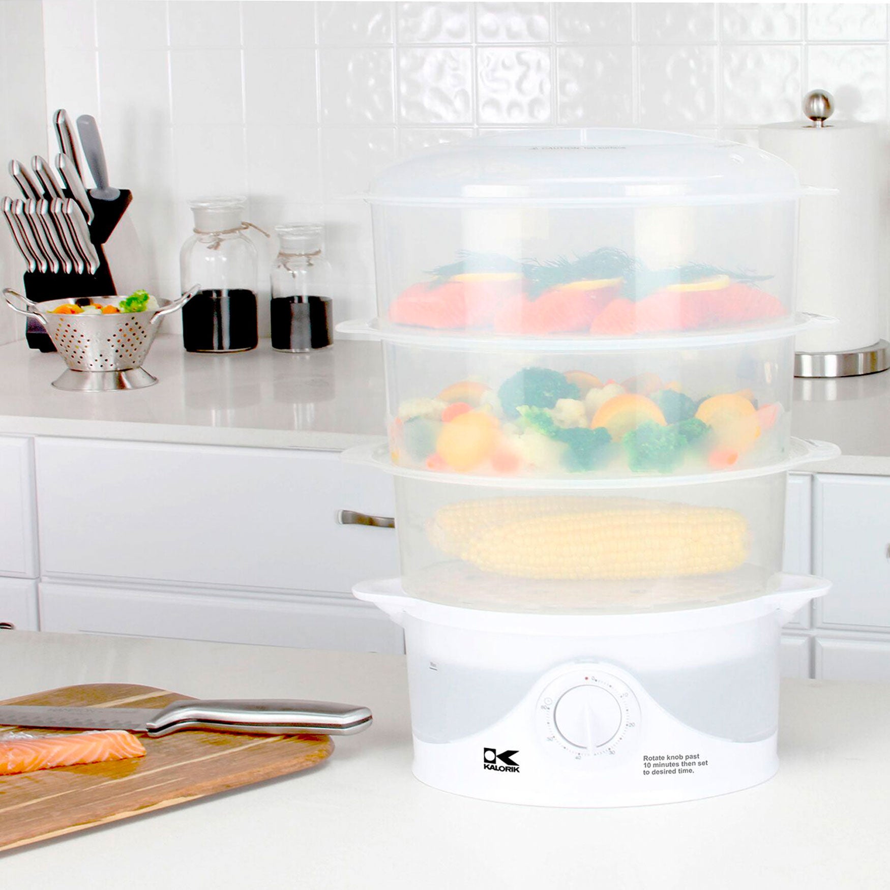 Kalorik 3 Tier Steamer, WHITE, hi-res image number 0