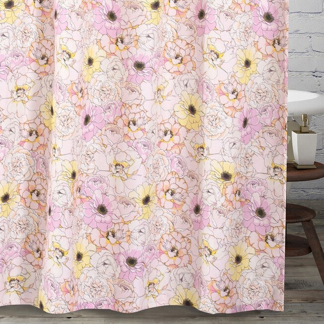 Misty Bloom Shower Curtain, PINK, hi-res image number 0