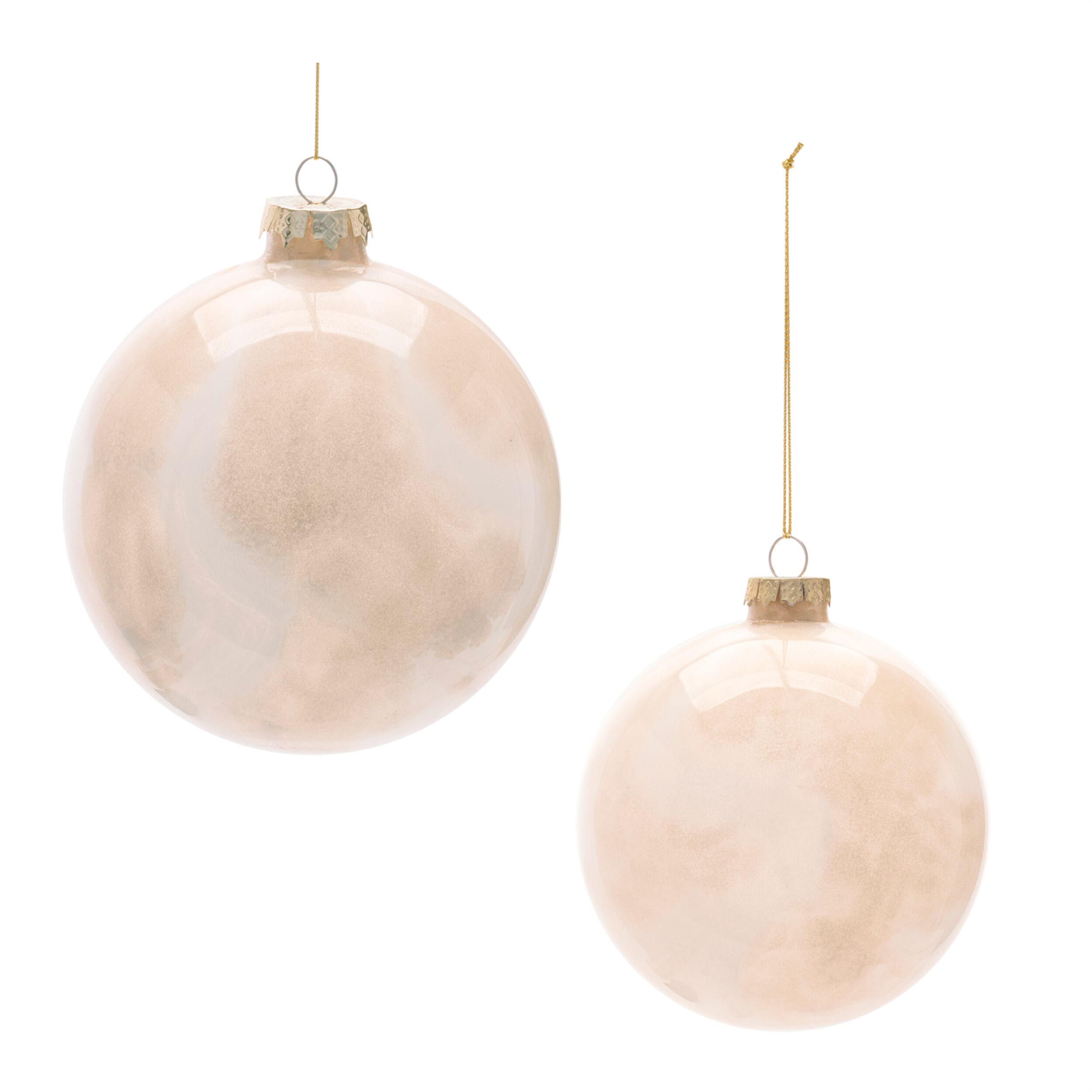 Frosted Glass Ball Ornament (Set of 8), BEIGE, hi-res image number 0