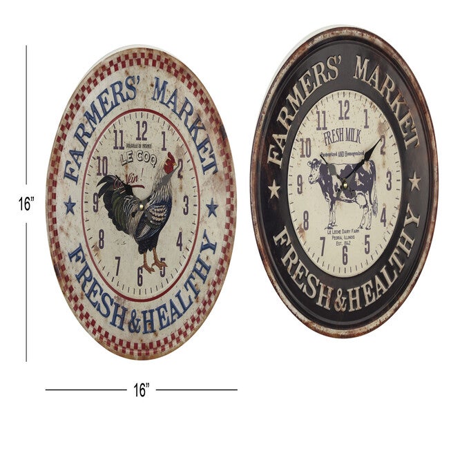 Set Of 2 Black Metal Farmhouse Wall Clock, , alternate image number 8