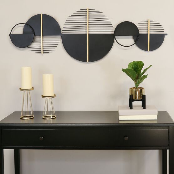 Black and Gold Metal Modern Centerpiece Wall Decor, , alternate image number null