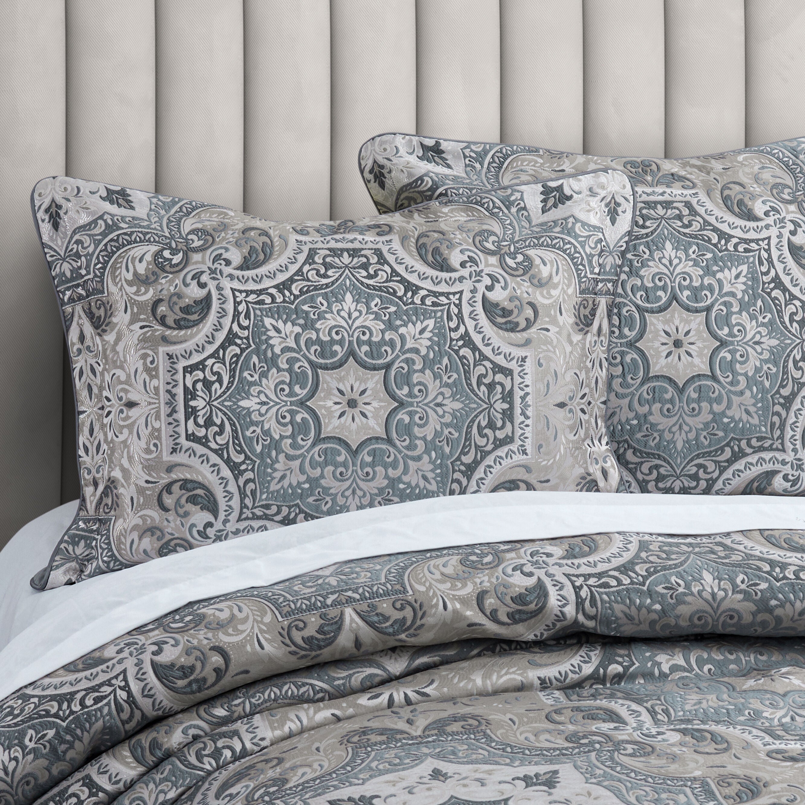 LISBON KING/CAL KING 3PC. COMFORTER SET, SLATE, alternate image number 2
