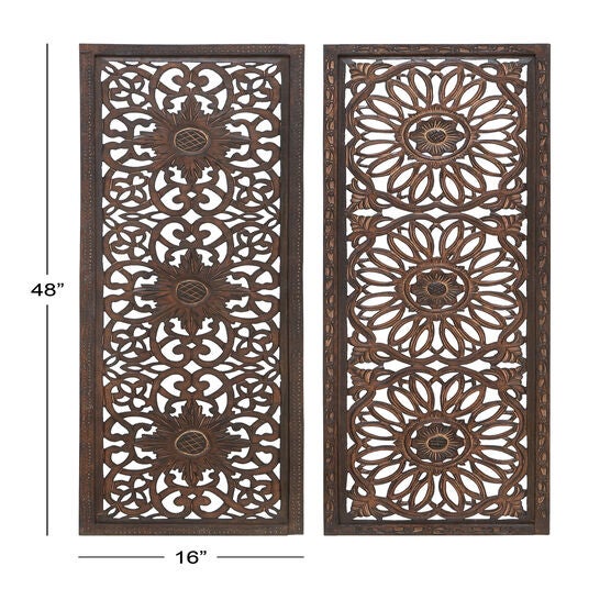 Set Of 2 Brown Wood Traditional Wall Décor, , alternate image number null