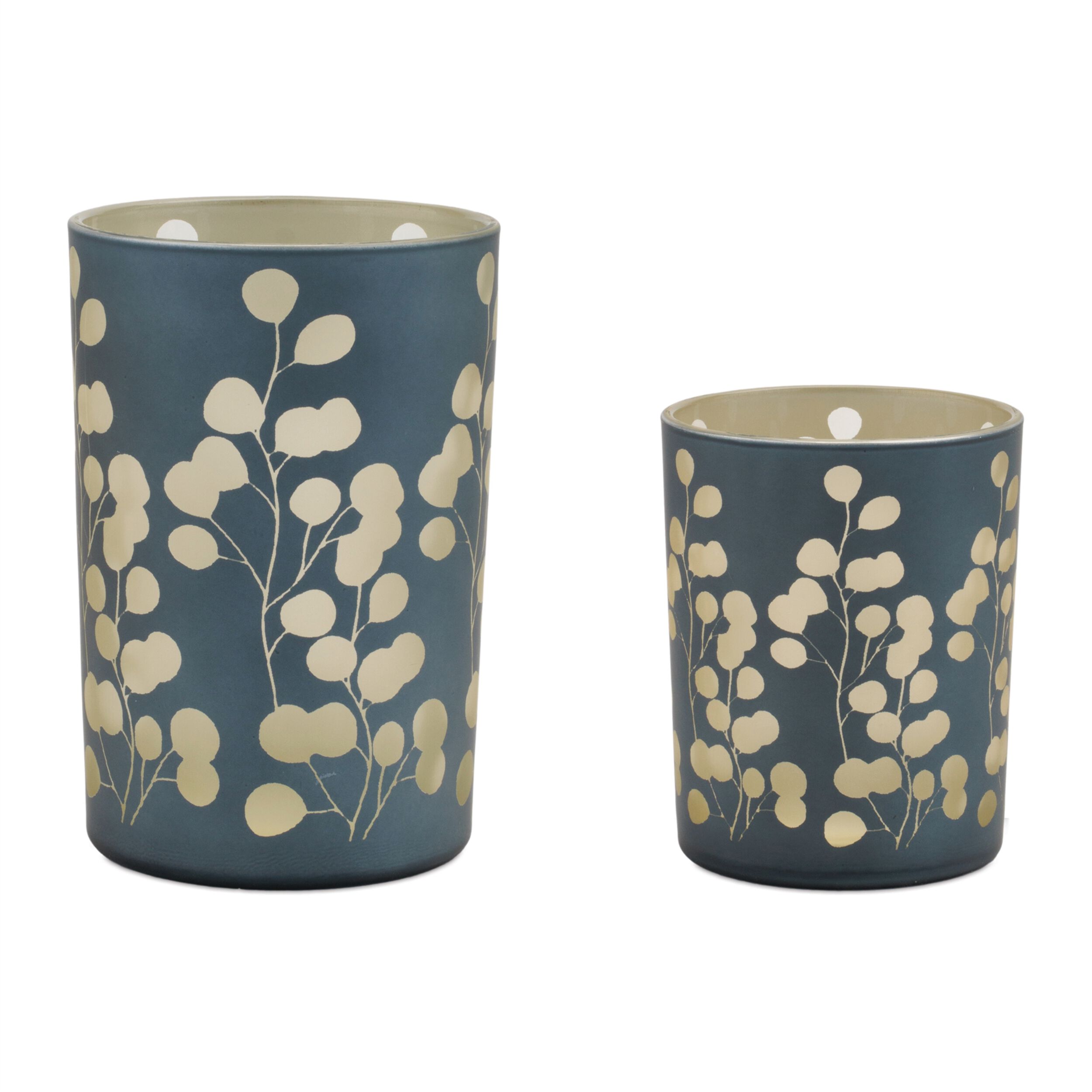 Frosted Foliage Candle Holder Set of 2, GREEN, hi-res image number 0
