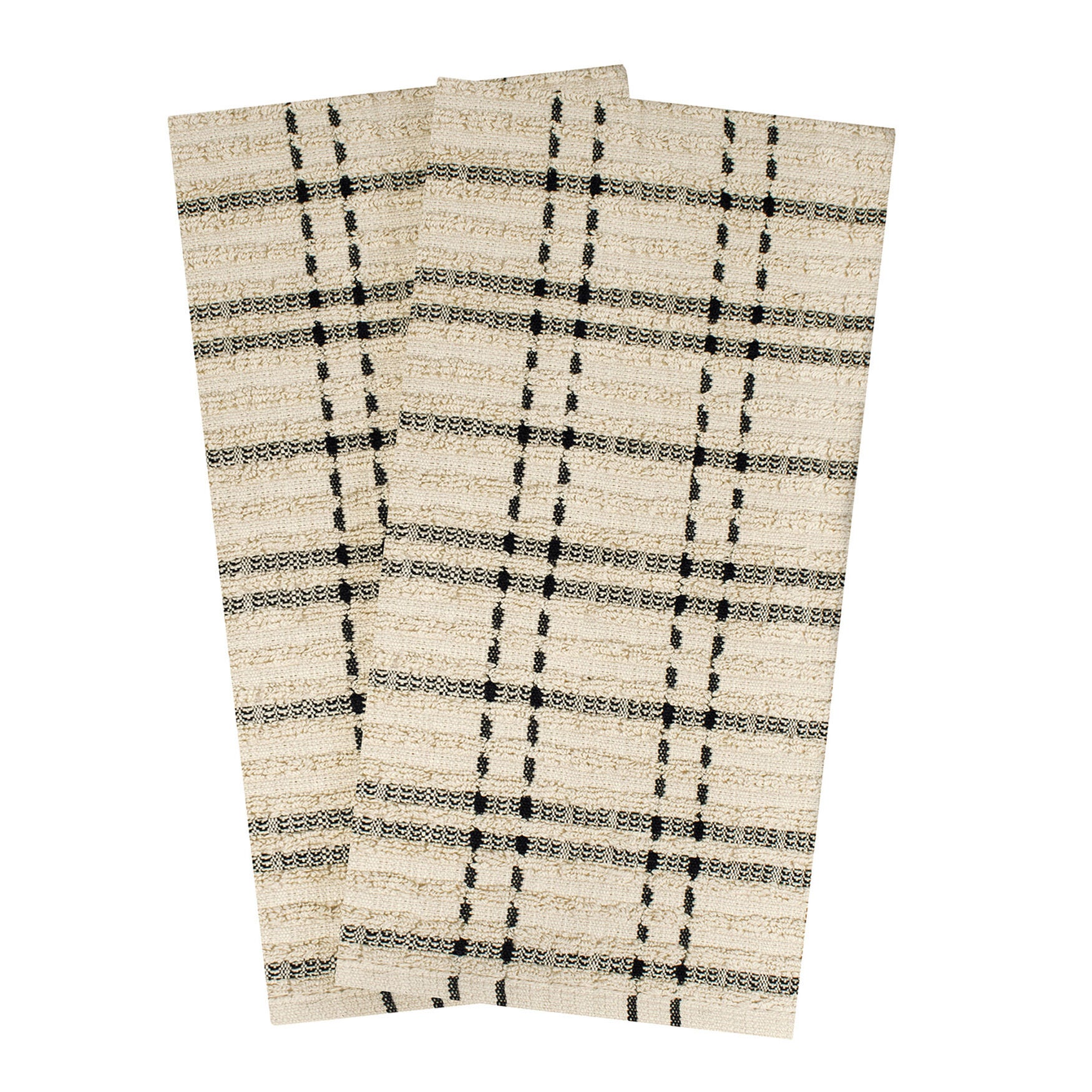 Royale 2Pk Check Kitchen Towel, BLACK, hi-res image number 0