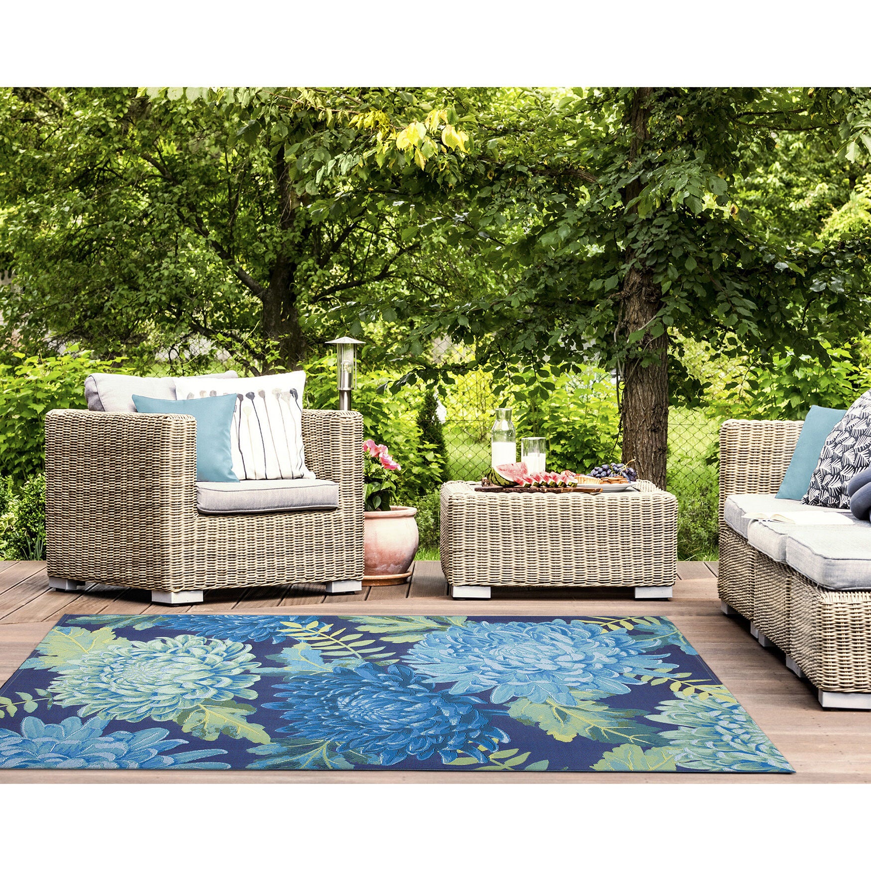 Liora Manne Marina Mum Indoor/Outdoor Area Rug Blue 7 feet 10 inches x 9 feet 10 inches, , alternate image number 5
