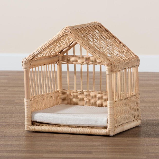 Pieta Modern Bohemian Natural Brown Rattan Pet Bed, , alternate image number 6