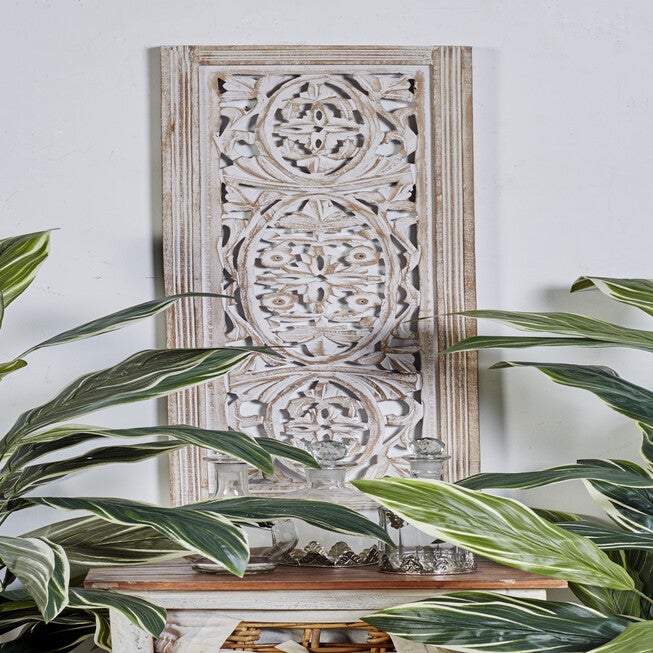 Cream Traditional Floral Mango Wood Wall Décor, , alternate image number 7