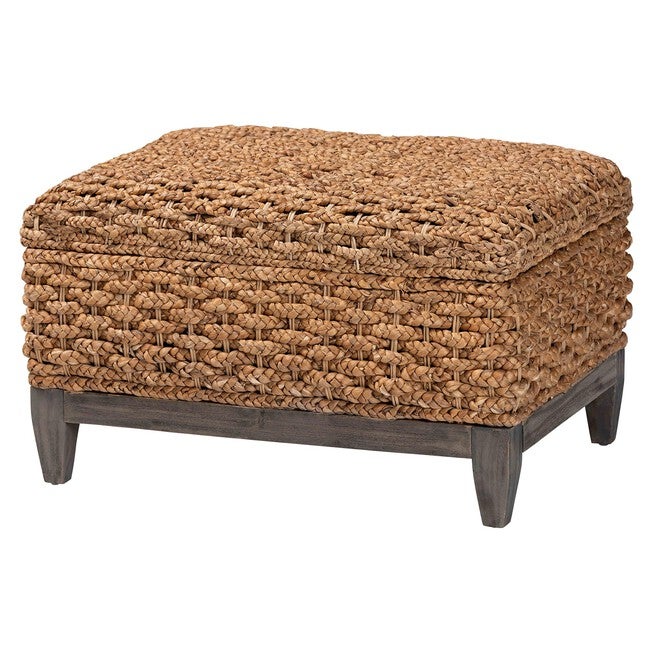 Bailey Handwoven Seagrass Storage Ottoman, Square, NATURAL BROWN, alternate image number null
