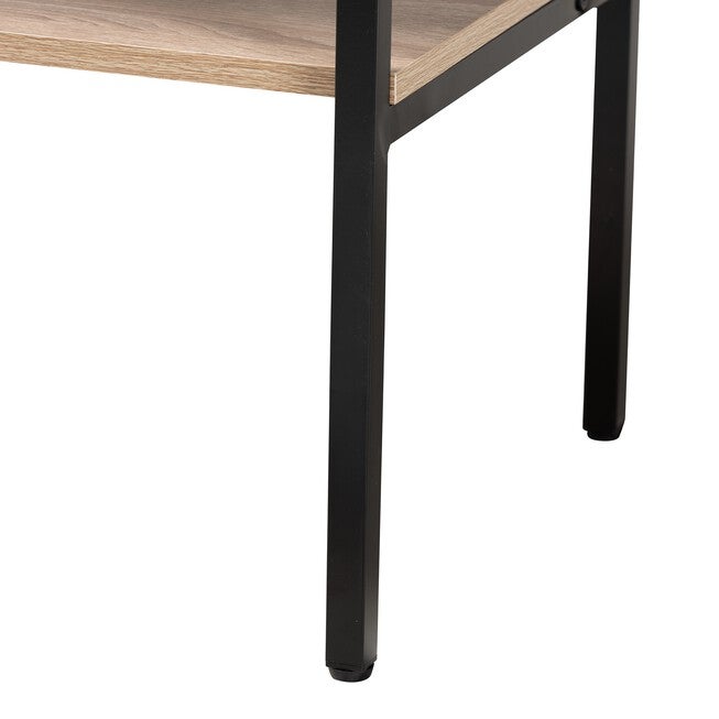 Asher Modern Industrial Natural Brown Finished Wood And Black Metal 2-Door Sideboard, , alternate image number null