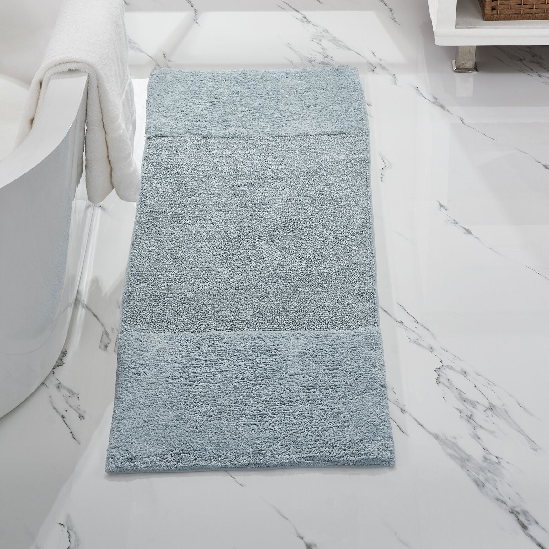 Granada Collection 100% Cotton 20 inches X 60 inches Runner Bath Rug, BLUE, hi-res image number 0