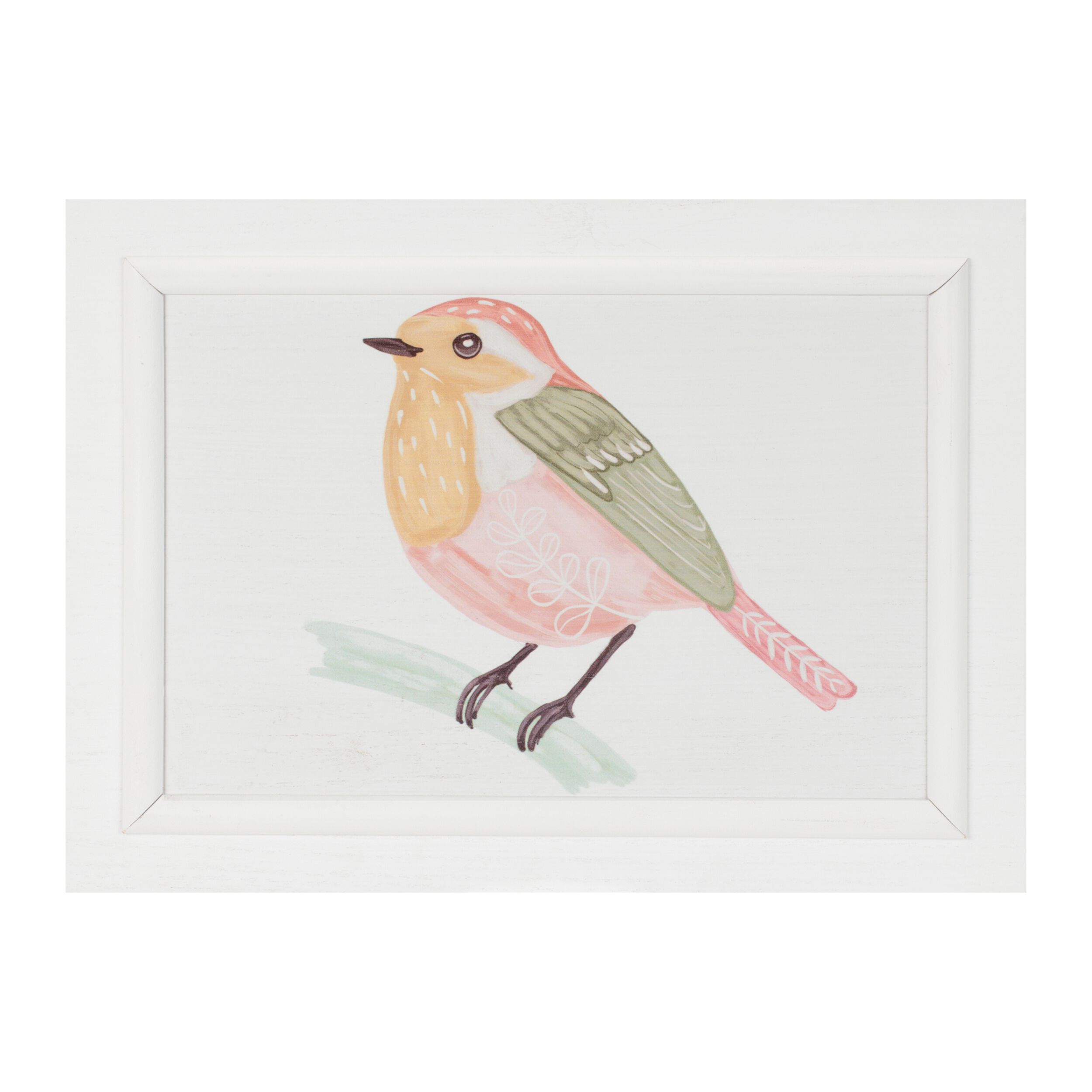 Framed Bird and Butterfly Wall Plaque Set of 2, WHITE YELLOW PINK, alternate image number 1