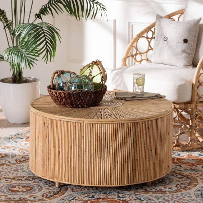 Miami Bohemian Light Honey Rattan Coffee Table, , alternate image number null