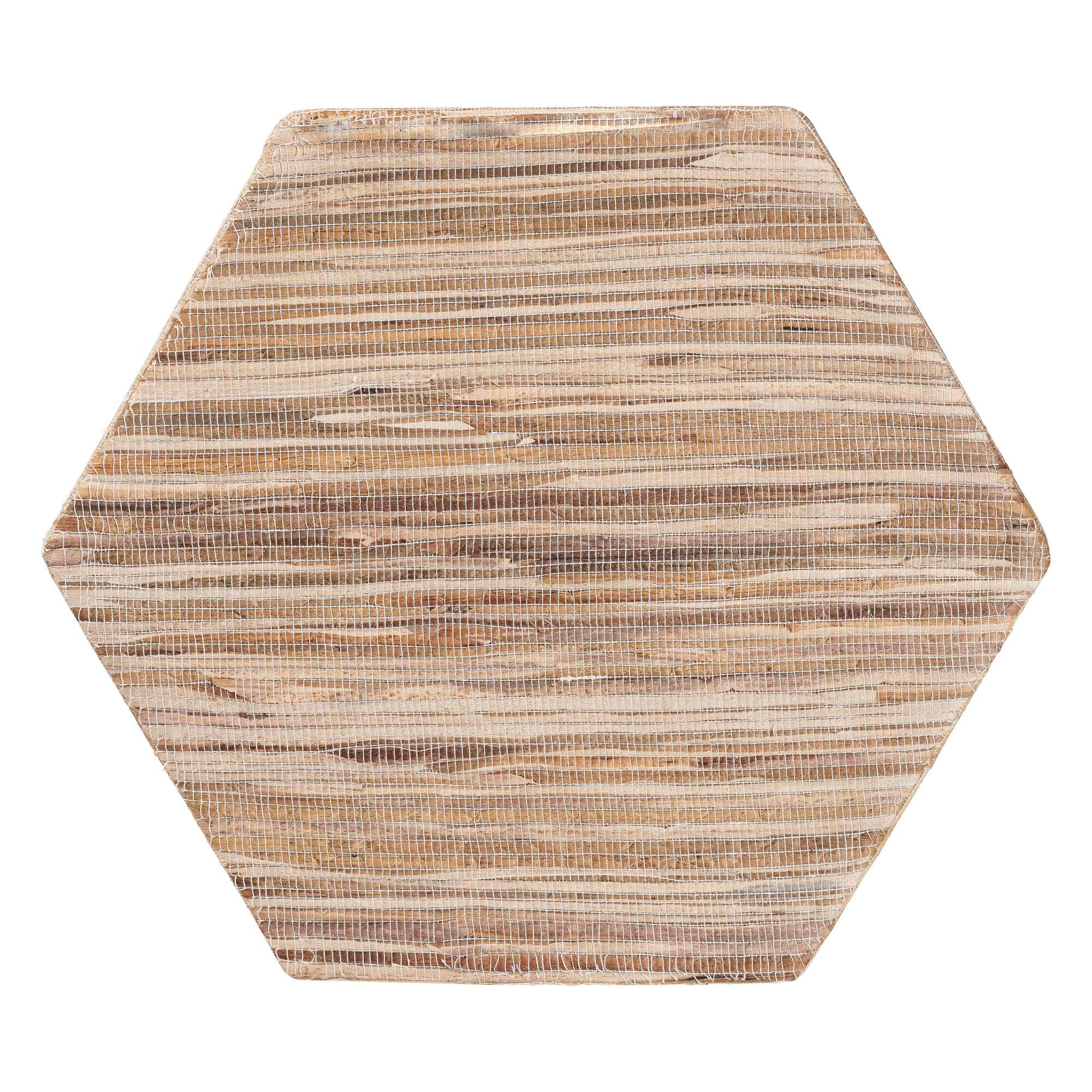 Idana Bohemian Woven Grasscloth Hourglass End Table, NATURAL, alternate image number 3