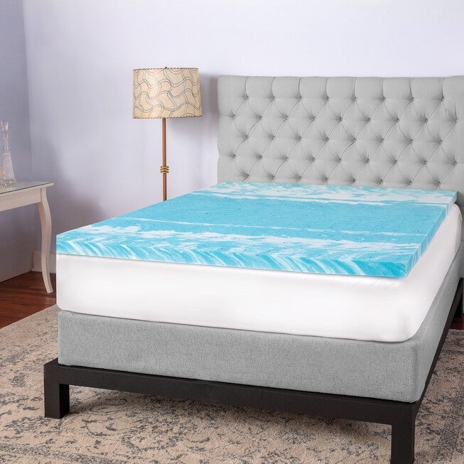 SensorPEDIC 2-Inch Gel Swirl Memory Foam Mattress Topper, WHITE, hi-res image number null