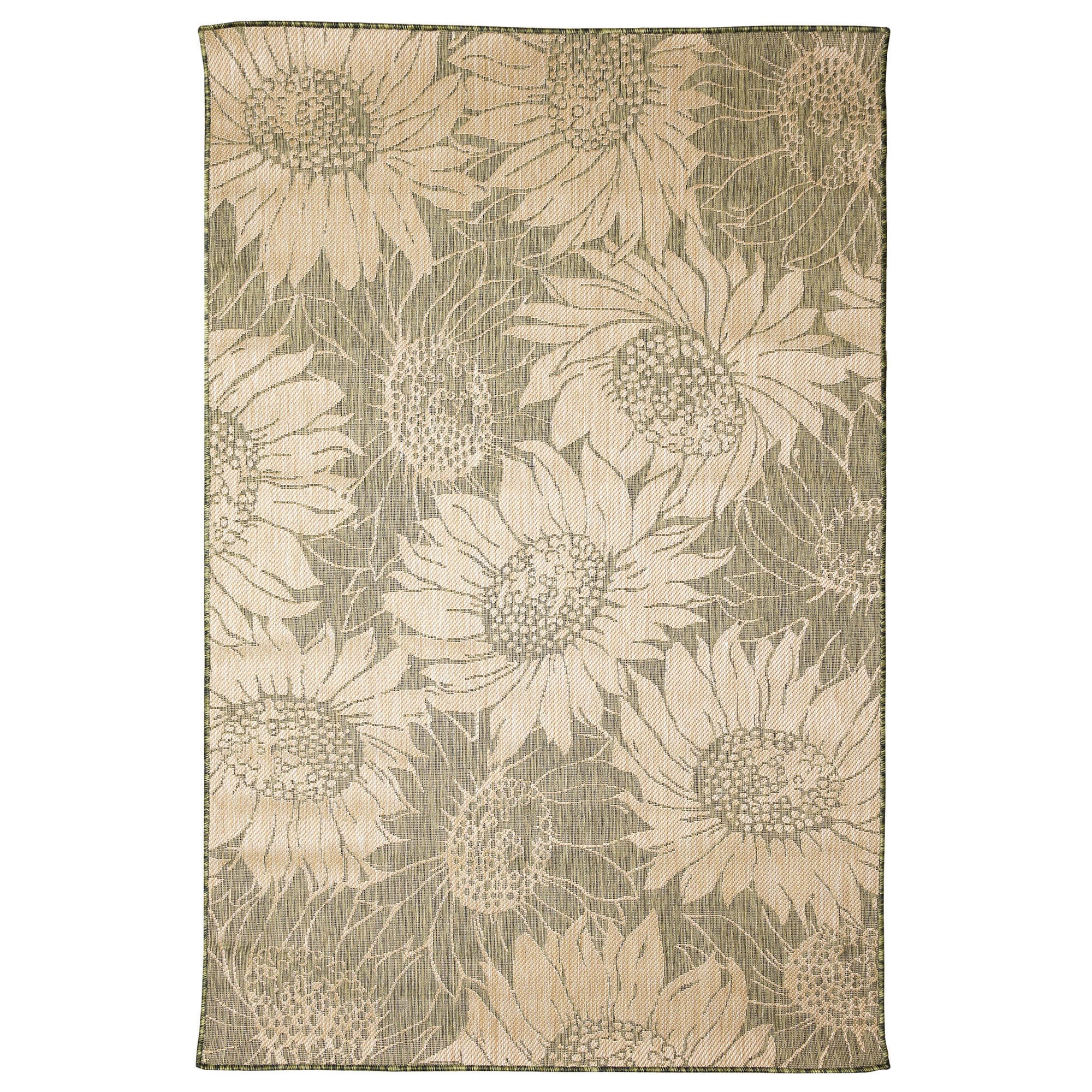 Liora Manne Carmel Sunflower Field Indoor/Outdoor Area Rug Green 4 feet 10 inches x 7 feet 6 inches, GREEN, hi-res image number 0
