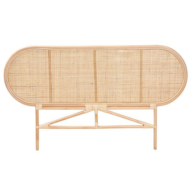 Reegan Modern Bohemian Natural Brown Rattan Queen Size Standalone Headboard, , on-hover image number 1