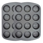 Set Of 2 12 Cup Non Stick Metal Muffin Pan, ASH GREY, hi-res image number null