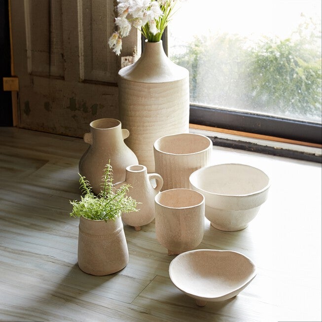 Recycled Paper Chalk Vase 18 inchesH, BEIGE, alternate image number null