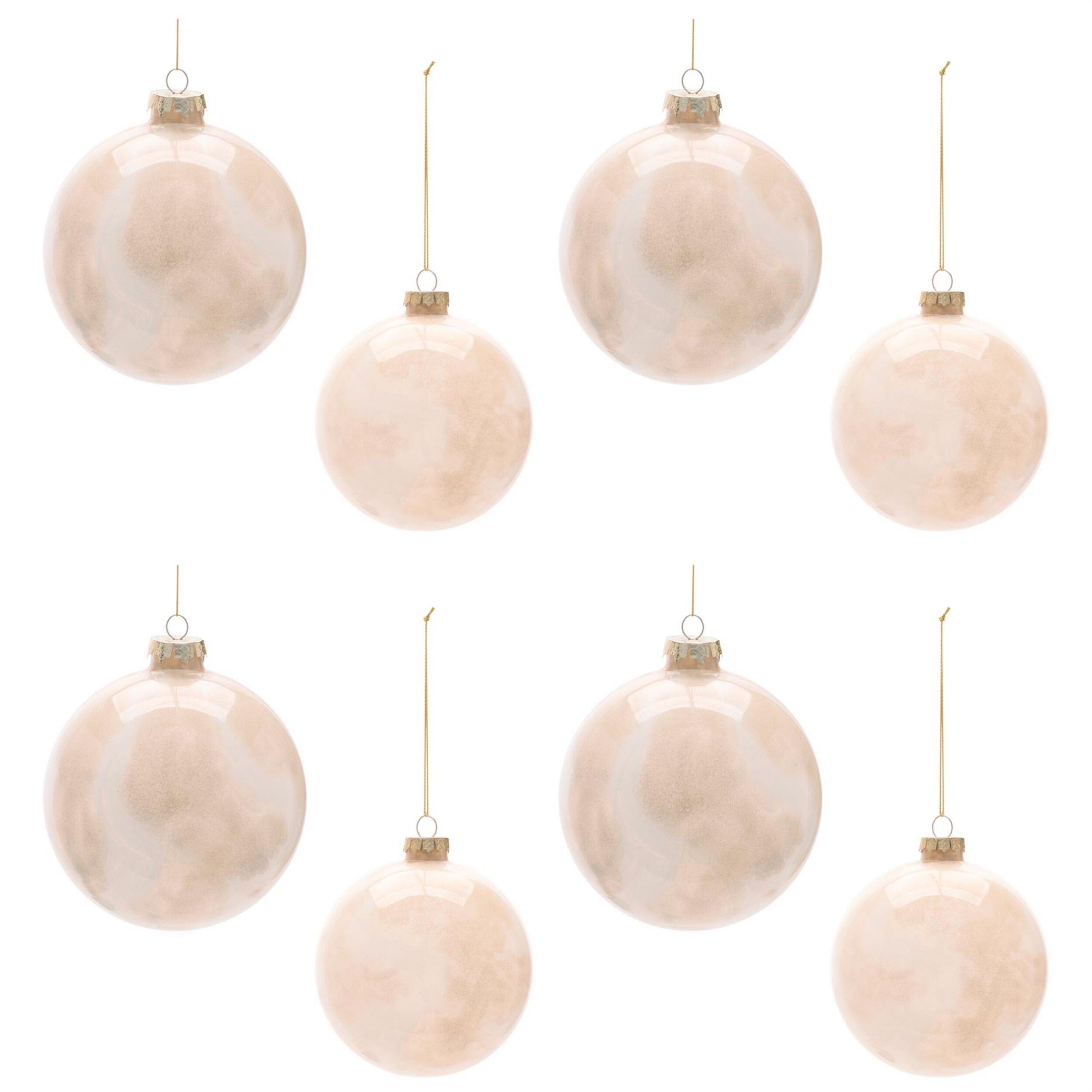Frosted Glass Ball Ornament (Set of 8), BEIGE, alternate image number 4