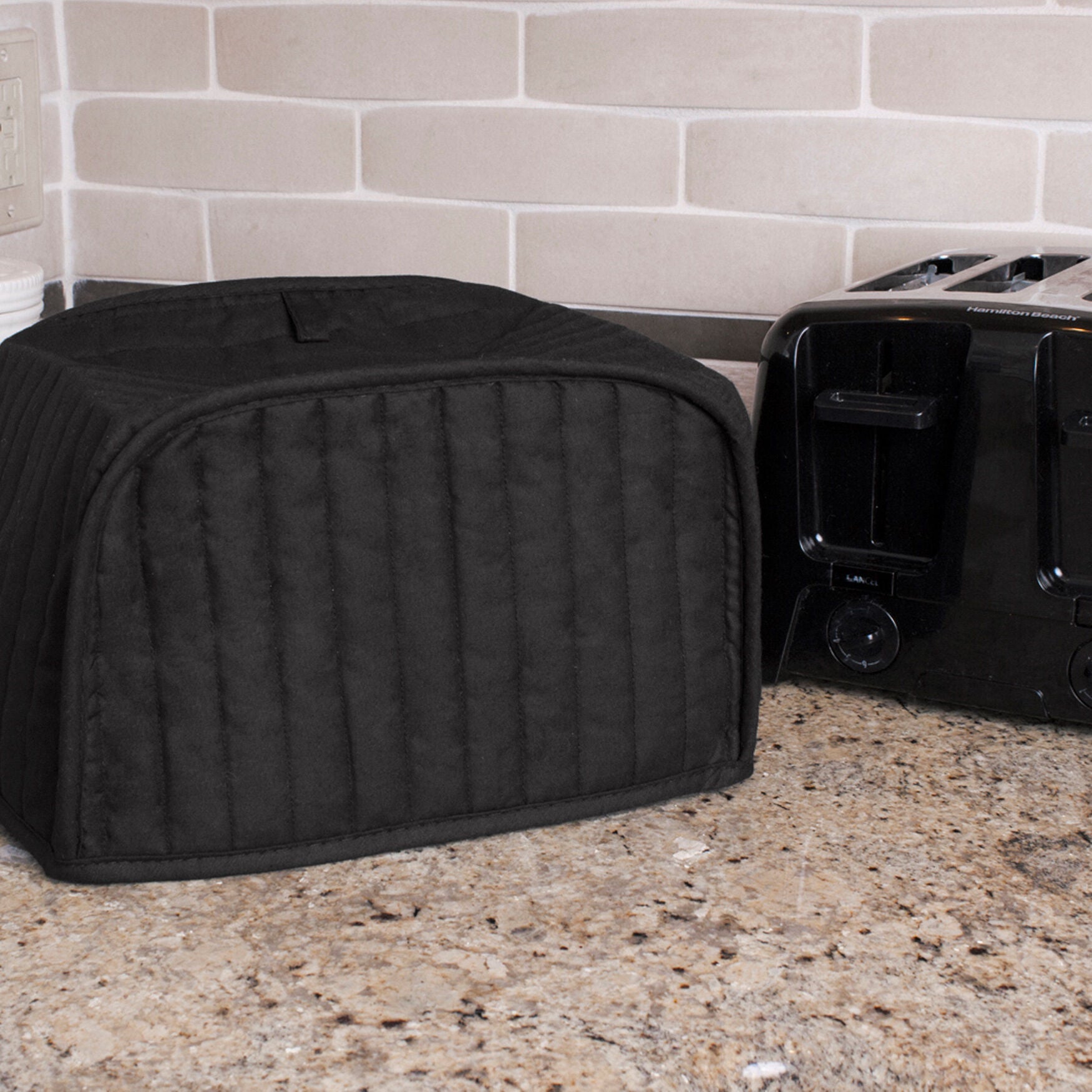 4Slice Toaster Cover with Top Loop, Black King Size