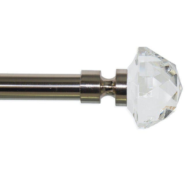 Versailles' Crystale Gem Finial Rod Set (30in - 78in), BRUSHED NICKEL, hi-res image number null