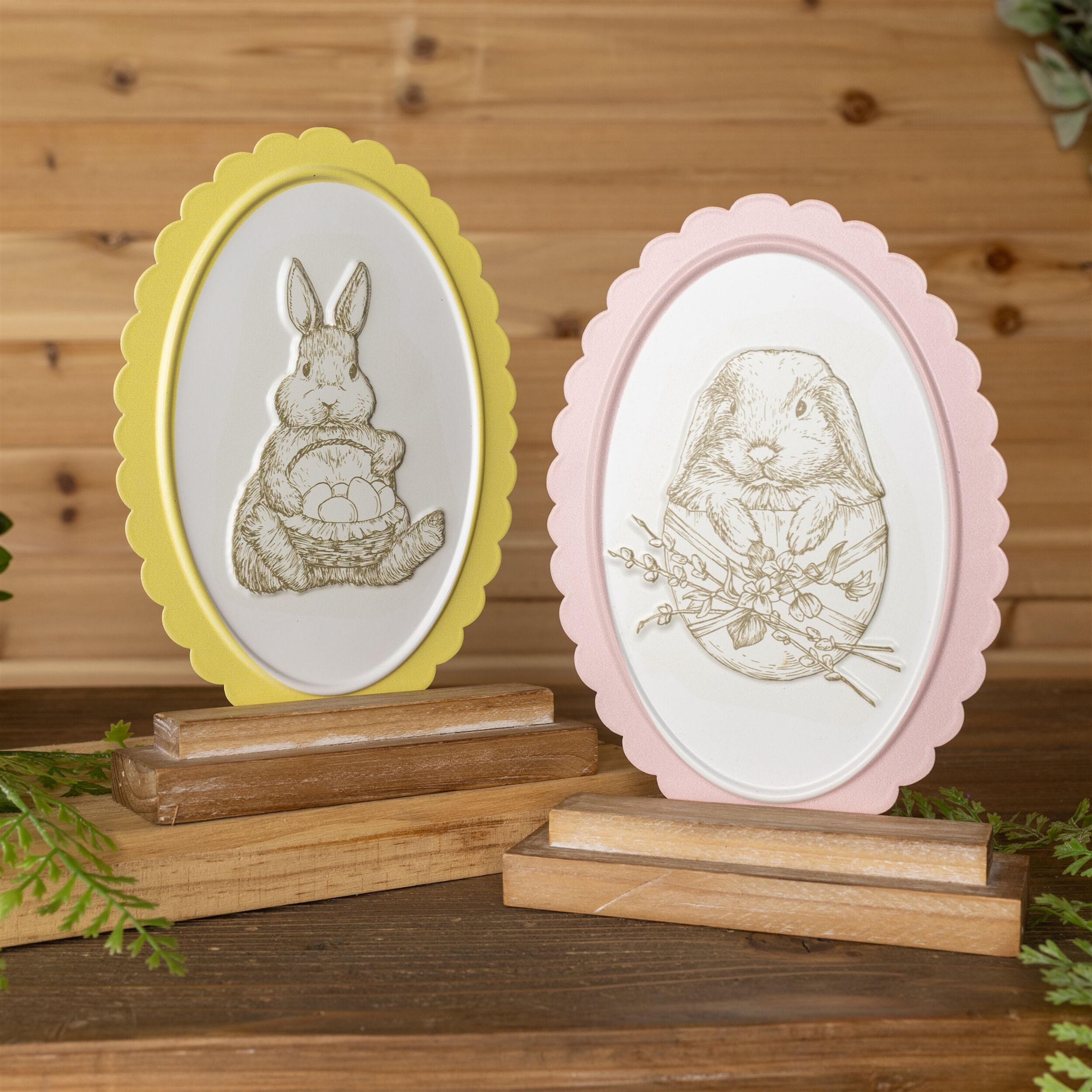 Bunny Embossed Tabletop D&eacute;cor &ndash; Set of 2, WHITE, alternate image number 2