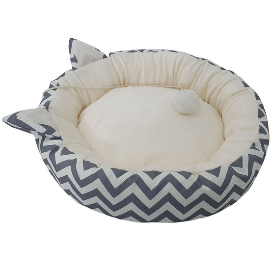 Chevron Printing poly-cotton cozy round cat bed , 21 inch, , alternate image number null