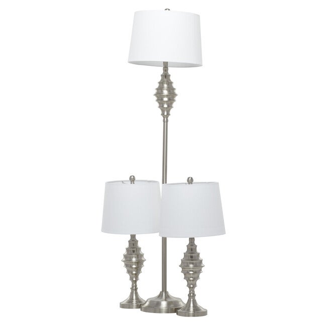 Set Of 3 Silver Coastal Table Lamp, , alternate image number 2