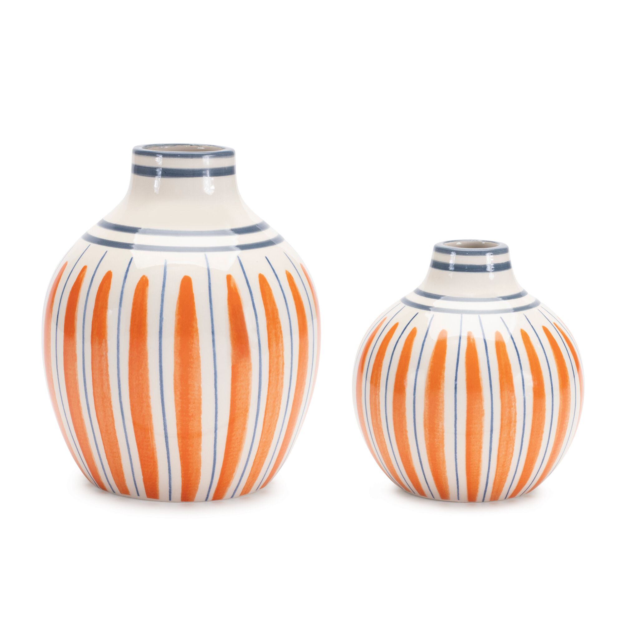 Multi-Striped Stone Vase (Set of 2), ORANGE/BLUE, hi-res image number 0