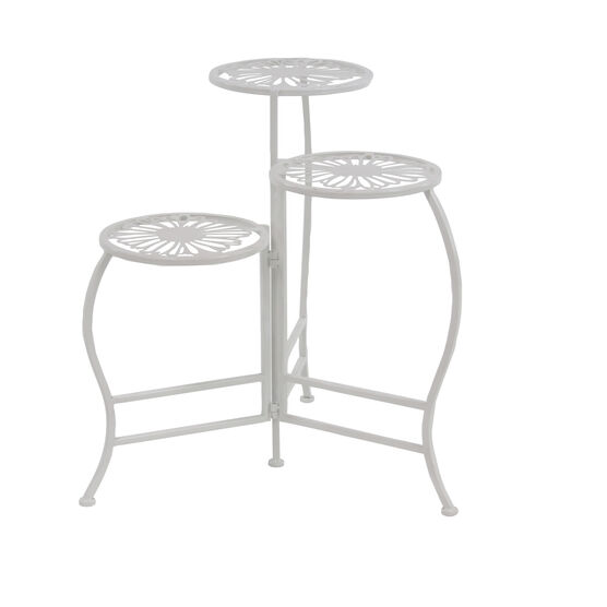 Set Of 3 White Metal Traditional Plantstand, WHITE, hi-res image number null