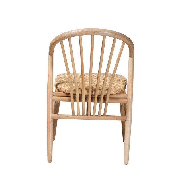 Kobe Mid-Century Modern Natural Brown Finished Wood and Rattan Dining Chair, NATURAL BROWN, alternate image number 5
