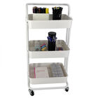 Home Basics 3 Tier Steel Rolling Utility Cart with 2 Locking Wheels, WHITE, hi-res image number null