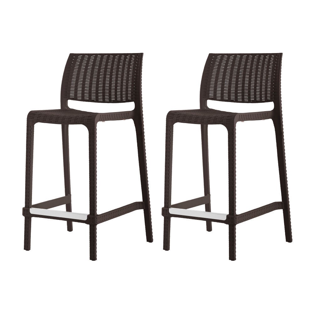 Set of 2 Rue Outdoor Stackable Counter Stool, BROWN, on-hover image number 1