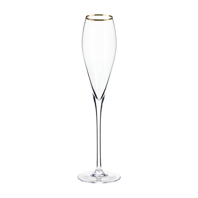 Gold-Rimmed Crystal Champagne Flutes, , alternate image number null