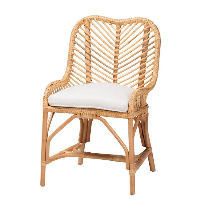 Arween Modern Bohemian Natural Brown Rattan Dining Chair, WHITE NATURAL BROWN, hi-res image number 0