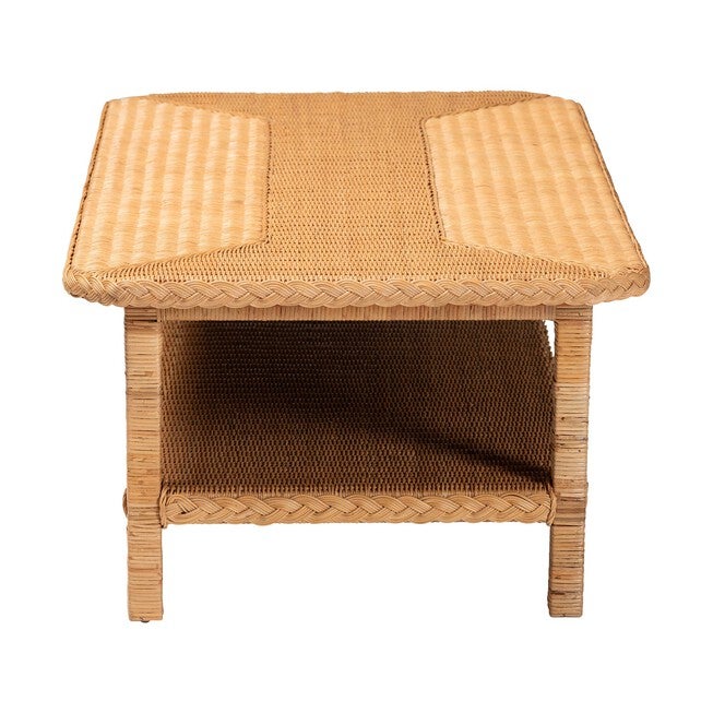 Minahasa Bohemian Light Honey Braided Rattan Coffee Table, LIGHT, alternate image number null