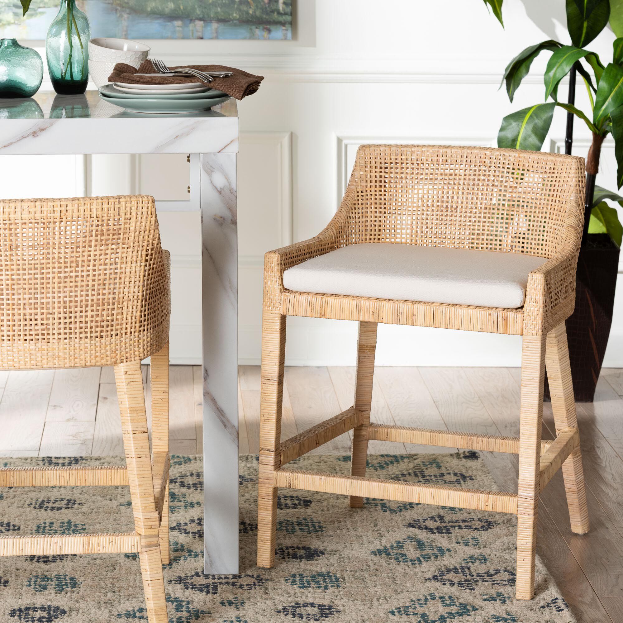 Beata Natural Rattan Counter Stool, HONEY, hi-res image number 0