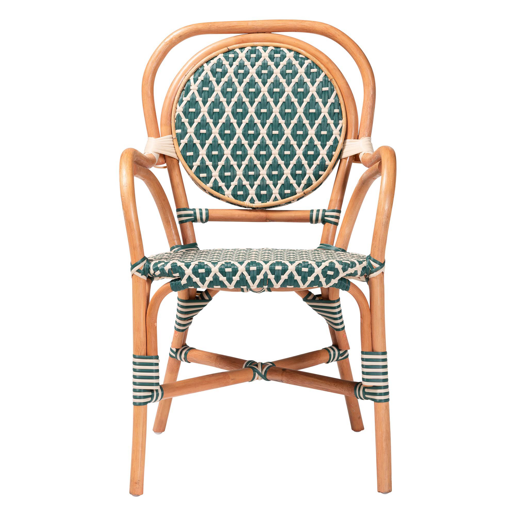 Mattie Rattan Bistro Chair, GREEN, alternate image number 2