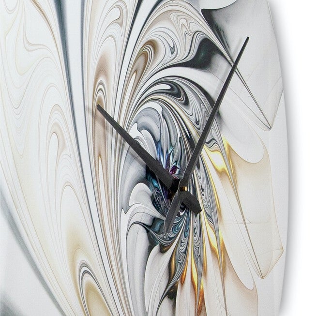 White Stained Glass Floral Art Modern Wall Clock, , alternate image number 2