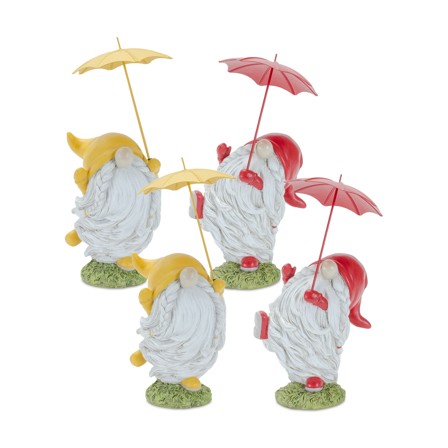 Whimsical Dancing Garden Gnome Figurine With Umbrella (Set Of 2), , alternate image number 3