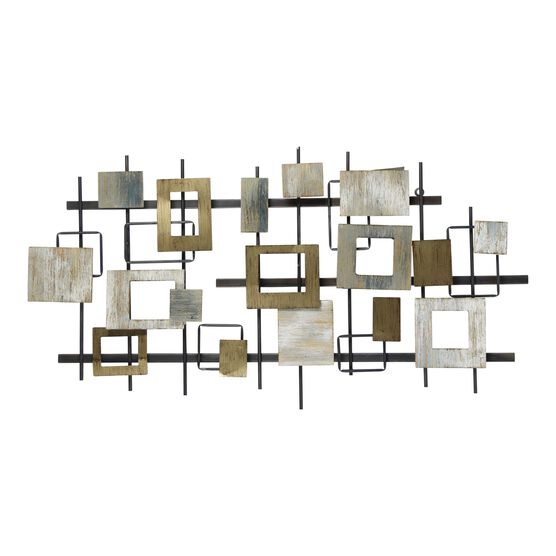 Wood and Metal Modern Shapes Wall Centerpiece, MULTI, hi-res image number null