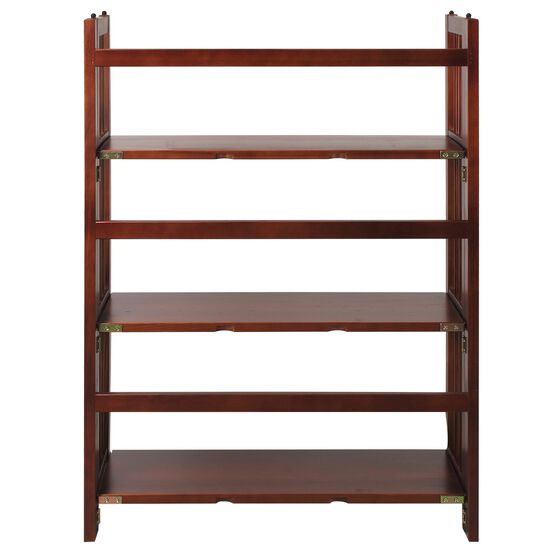 3-Shelf Folding Stackable Bookcase 27.5" Wide-Walnut, , alternate image number null