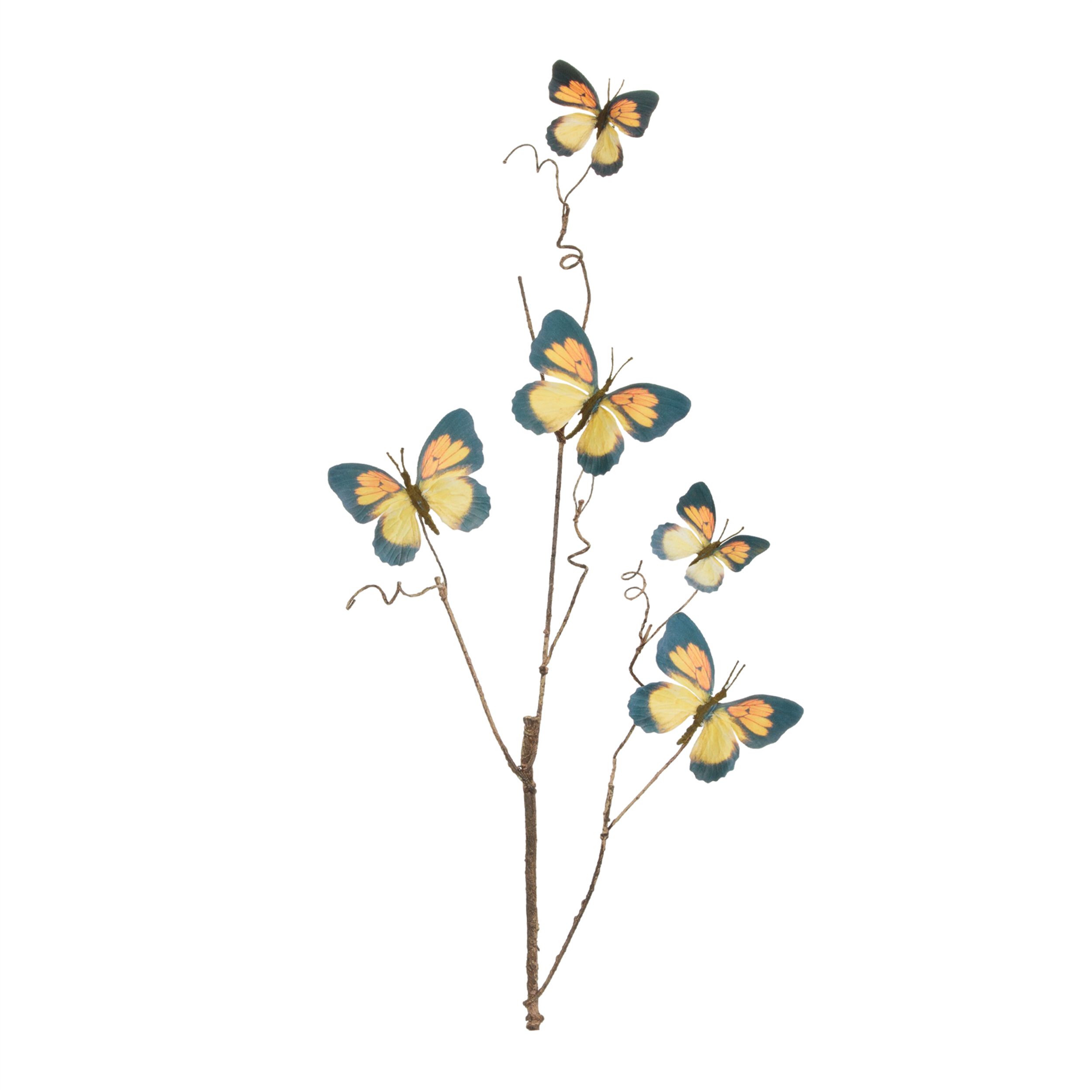 Butterfly Twig Spray Set of 4, YELLOW BLUE, hi-res image number 0