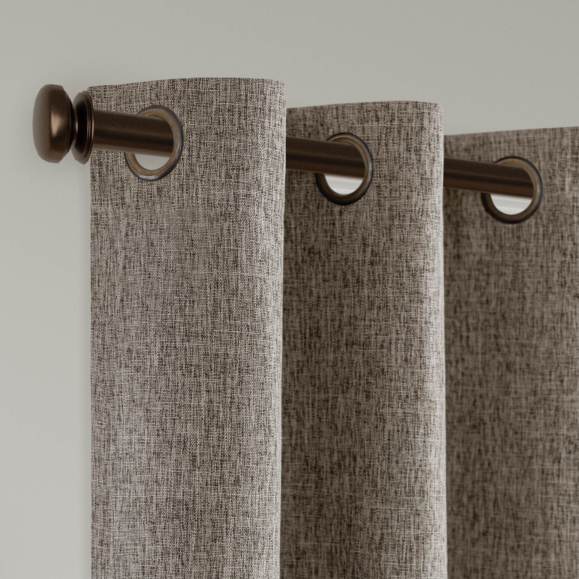 Linen Texture 100% Blackout Grommet Pair, HEATHER COFFEE, alternate image number 2