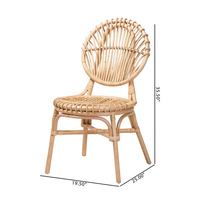 Iris Modern Bohemian Natural Brown Rattan Dining Chair, , alternate image number null
