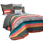 Lush Décor Boho Stripe Comforters Turquoise/ Tangerine 7 Piece Set, , alternate image number null