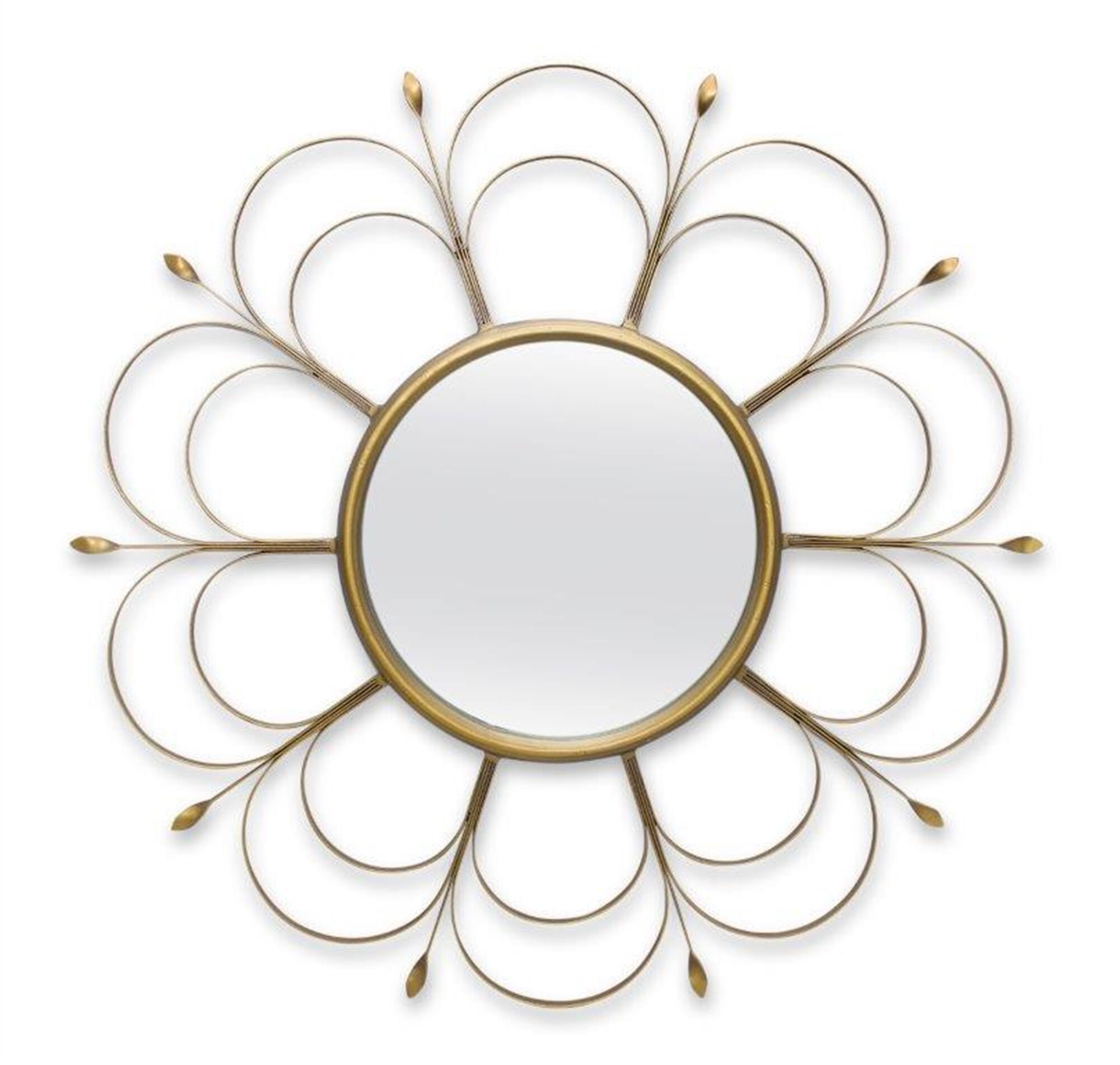 Art Deco Flower Wall Mirror 24 inchesD, GOLD, hi-res image number 0