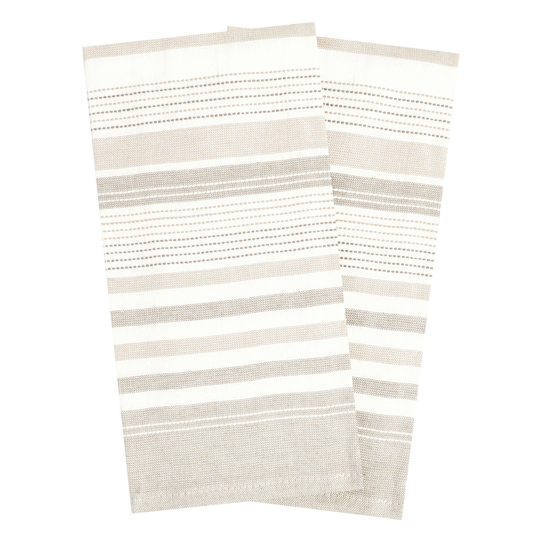 Skipping Stripe Dual Kitchen Towels, Set Of 2, TOAST, hi-res image number 0