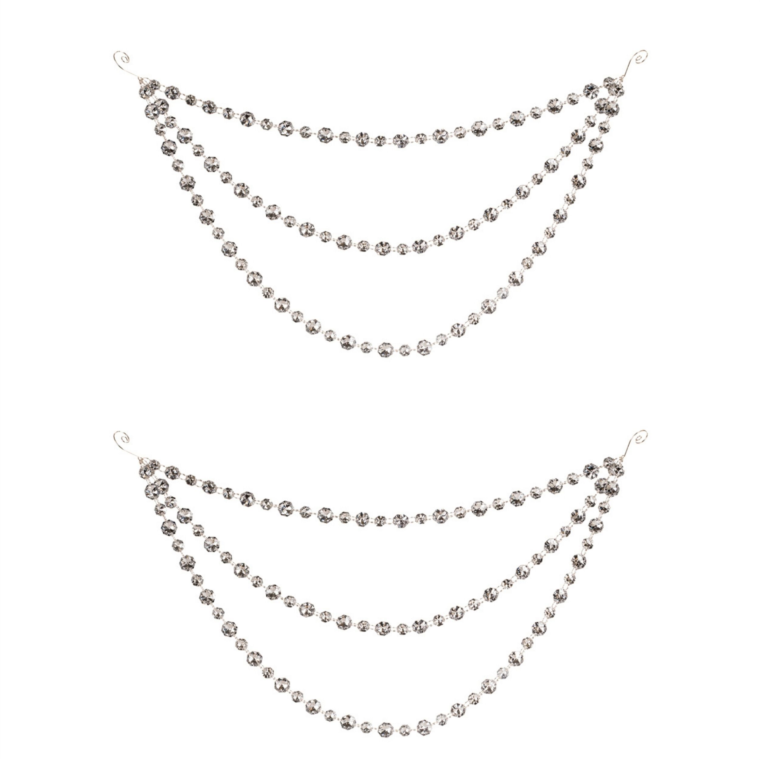 Triple Strand Bead Garland (Set of 2), SILVER, alternate image number 4